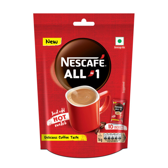 Nescafé All In One Powder Coffee Sharebag, 160G (Pack of 10 Sachets) - Convenient Instant Coffee
