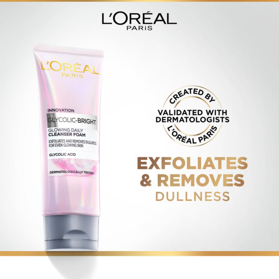 L'Oreal Paris Glycolic Bright Daily Foaming Face Cleanser - For Radiant Skin