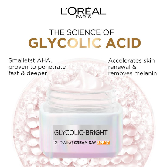 L'Oreal Paris Glycolic Bright Day Cream - Skin Brightening with SPF 17