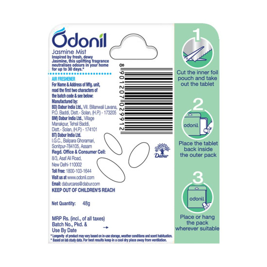 Odonil Bathroom Air Freshener Blocks - Jasmine Mist - Instant & Long Lasting Fragrance