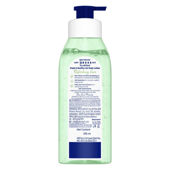 NIVEA Gel Body Lotion 390 ml - 24H Hydration with Aloe Vera