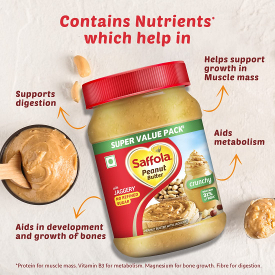 Saffola Peanut Butter Crunchy - High Protein & Jaggery Sweetened