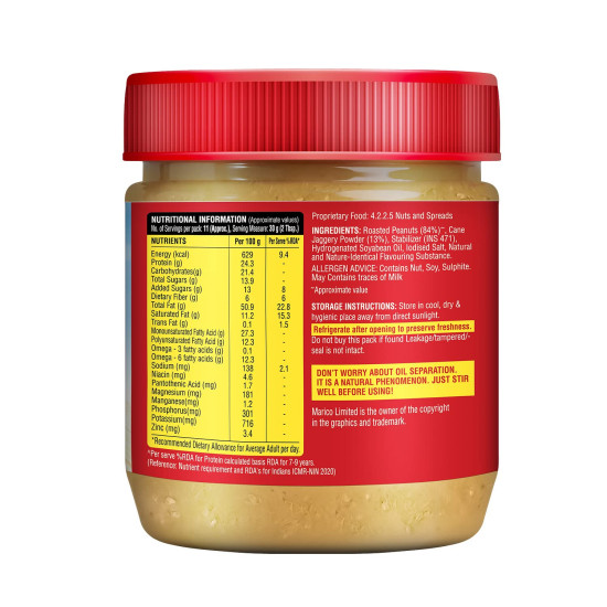 Saffola Peanut Butter Crunchy - High Protein, No Refined Sugar