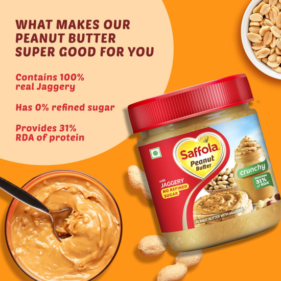 Saffola Peanut Butter Crunchy - High Protein, No Refined Sugar