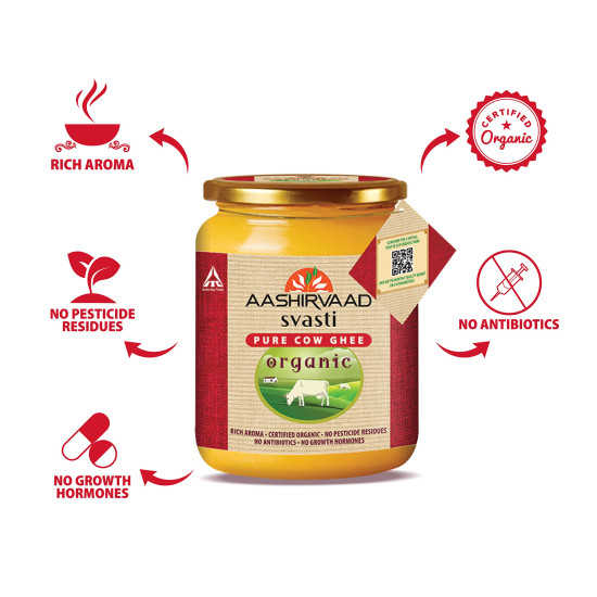 Aashirvaad Svasti Organic Cow Ghee - Rich, Nostalgic Aroma