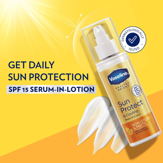 Vaseline Sun Protect & Cooling SPF 15 Body Serum Lotion - Non-Sticky & Matte Finish Vaseline Sun Protect & Cooling SPF 15 Body Serum Lotion - Non-Sticky & Matte Finish