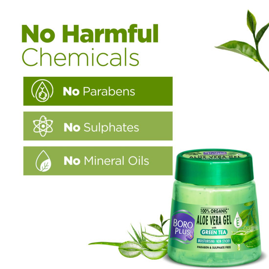 BoroPlus Aloe Vera Gel with Green Tea, 200 ml - Hydrating & Protective