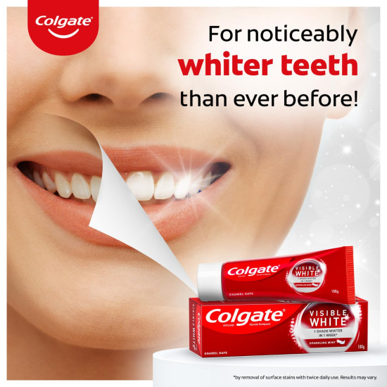 Colgate Visible White 165g Toothpaste - Teeth Whitening & Enamel Protection