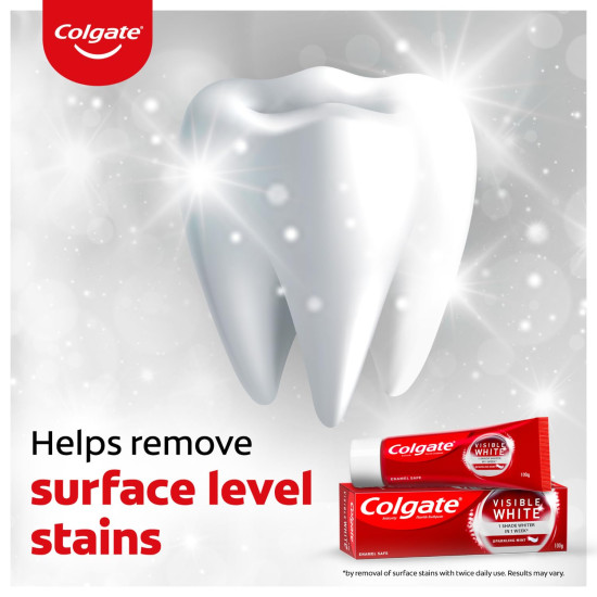 Colgate Visible White 165g Toothpaste - Teeth Whitening & Enamel Protection