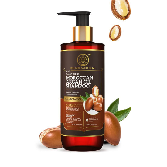 Khadi Natural Moroccan Argan Shampoo - Moisturizing & Repairing Formula for All Hair Types