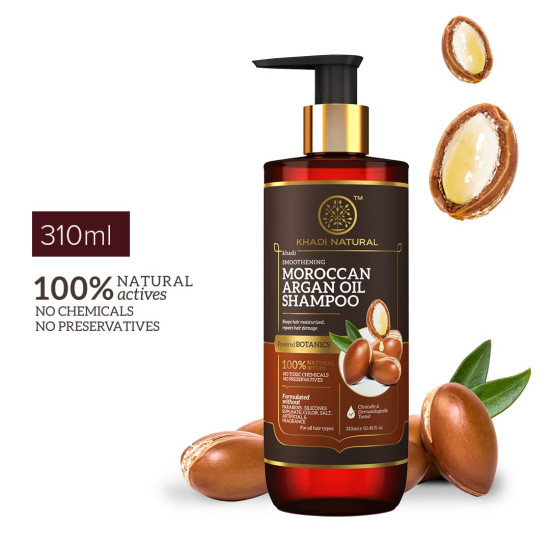 Khadi Natural Moroccan Argan Shampoo - Moisturizing & Repairing Formula for All Hair Types