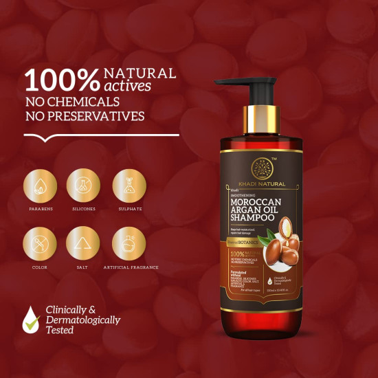 Khadi Natural Moroccan Argan Shampoo - Moisturizing & Repairing Formula for All Hair Types