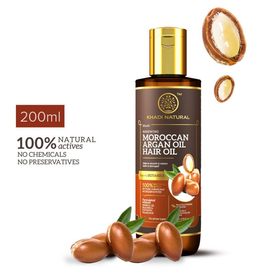 Khadi Natural Moroccan Argan Hair Oil - Shine & Nourish for All Hair Types