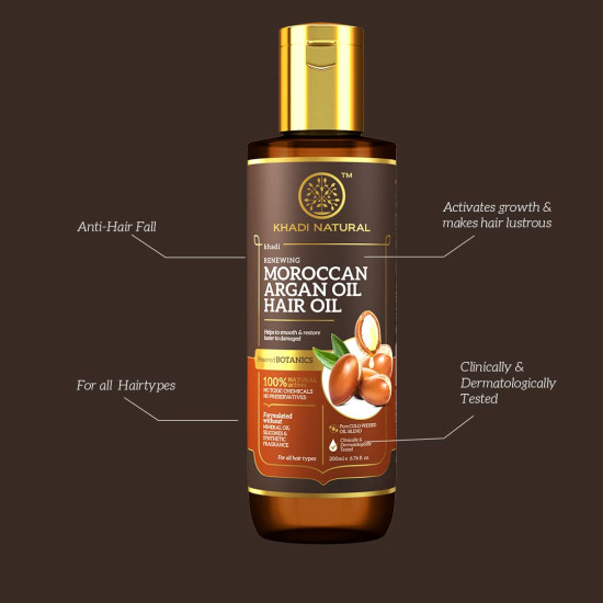 Khadi Natural Moroccan Argan Hair Oil - Shine & Nourish for All Hair Types