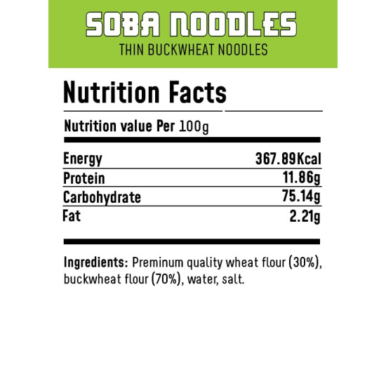MasterChow Healthy Soba Noodles - 70% Buckwheat & 30% Whole Wheat