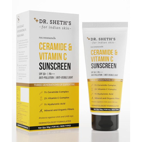 Dr. Sheth's Ceramide & Vitamin C Sunscreen SPF 50+ PA+++ - Ultimate UV Protection