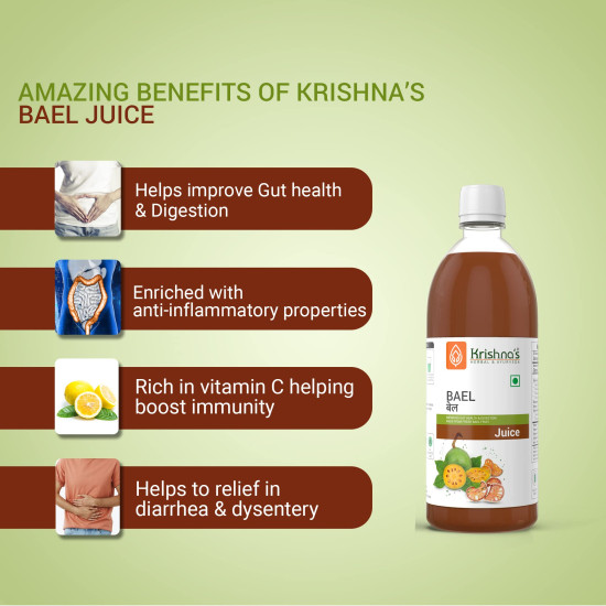KRISHNA'S HERBAL & AYURVEDA Bael Juice - Sugar-Free Gut Health Elixir