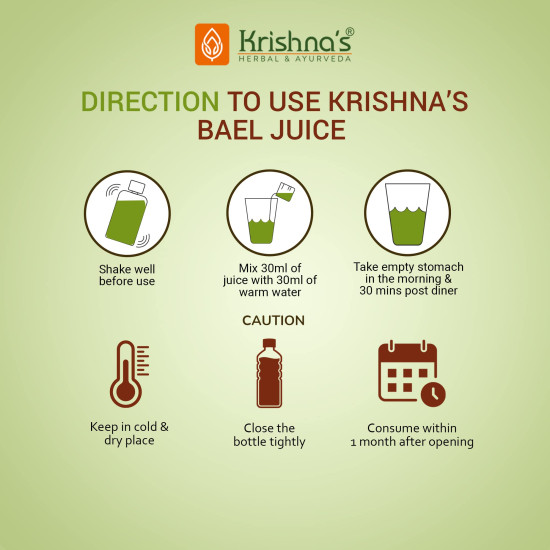 KRISHNA'S HERBAL & AYURVEDA Bael Juice - Sugar-Free Gut Health Elixir