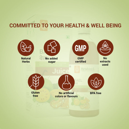 KRISHNA'S HERBAL & AYURVEDA Bael Juice - Sugar-Free Gut Health Elixir