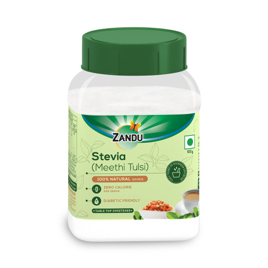 Zandu Stevia Meethi Tulsi Powder- A Healthier Substitute for Sugar |Helps Maintain Healthy Sugar Levels & Healthy Weight (100 g Powder)
