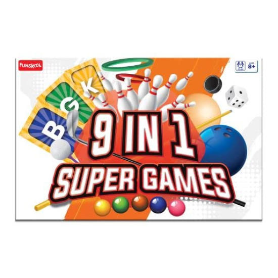 Funskool Kid Games Super 9 in 1 - Compact Strategy Game for Ages 8+