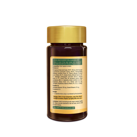 Zandu Hair Growth Vitalizer–A Formulation Prepared With Selected Herbs To Take Care of Your Hair|Useful In Nourishing Hair & Scalp (60 Capsules)