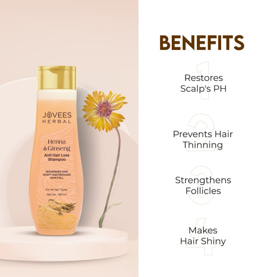 Jovees Herbal Henna & Ginseng Anti Hair Loss Shampoo - For Hair Growth & Hair Fall Control