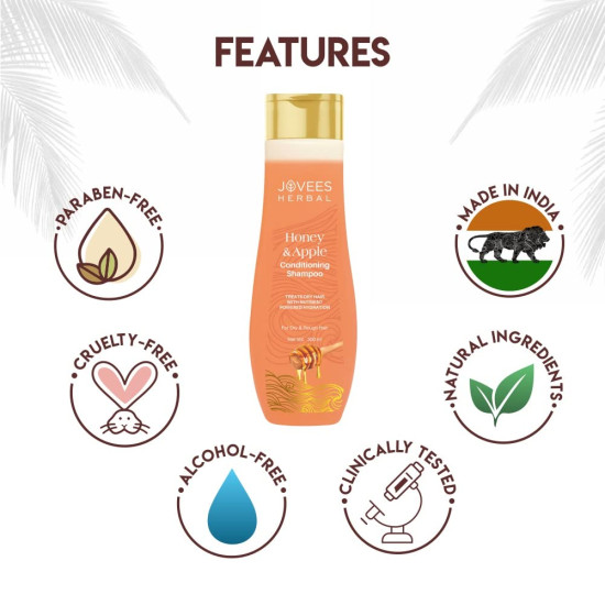Jovees Herbal Honey & Apple Conditioning Shampoo - Frizz Control & Hair Repair