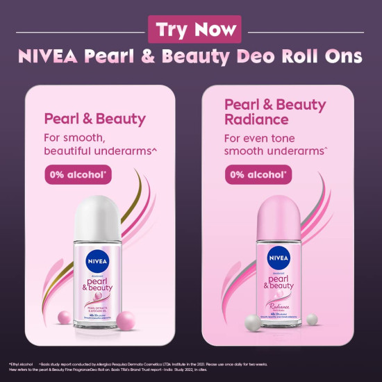 NIVEA Women Deodorant Roll On Pearl & Beauty - Smooth & Fragrant Underarms