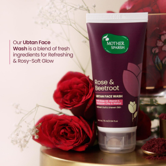 Mother Sparsh Rose & Beetroot Ubtan Face Wash - Deep Cleansing & Nourishing Mother Sparsh Rose & Beetroot Ubtan Face Wash - Deep Cleansing & Nourishing