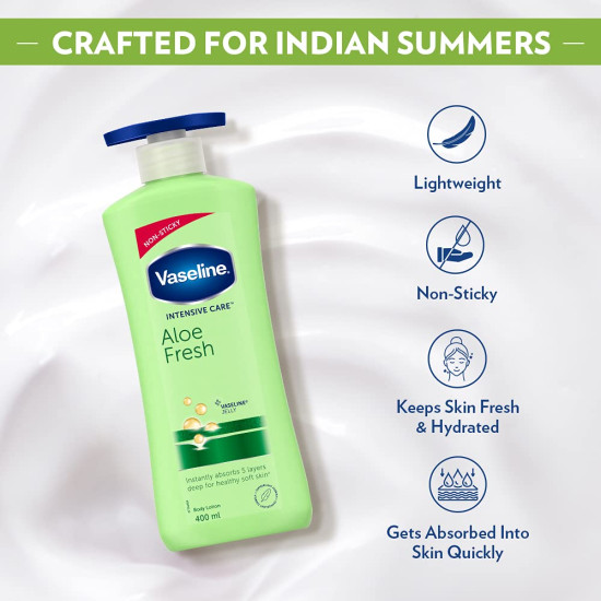 Vaseline Intensive Care Aloe Fresh Hydrating Body Lotion - 100% Pure Aloe Vera