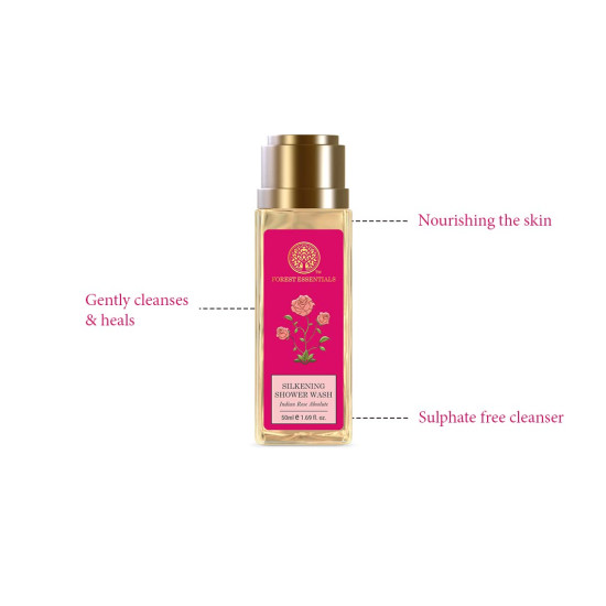 Forest Essentials Silkening Shower Wash Indian Rose Absolute - Lightly Scented & SLS-Free