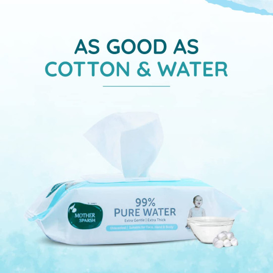 Mother Sparsh 99% Pure Water Baby Wipes - Plant-Based Fabric
