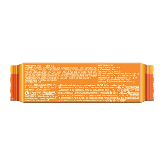 Britannia Gobbles Bar Cake Orange Bites - Soft & Spongy Delight