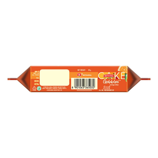Britannia Gobbles Bar Cake Orange Bites - Soft & Spongy Delight
