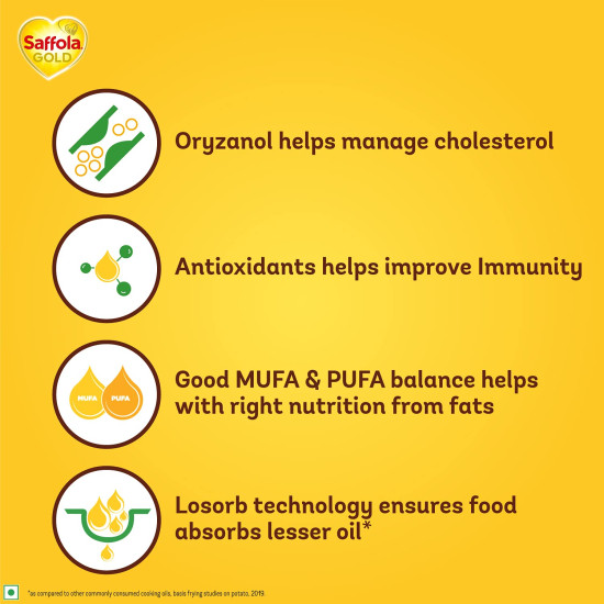 Saffola Gold Refined Oil - Heart-Healthy Cooking Oil Blend
