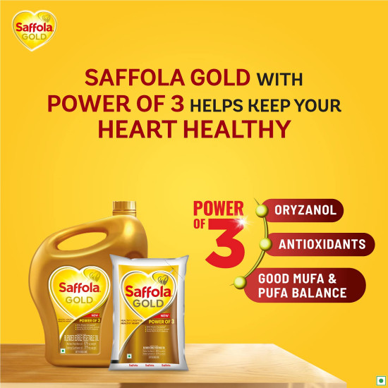 Saffola Gold Refined Oil - Heart-Healthy Cooking Oil Blend
