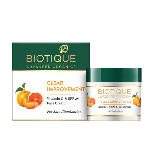 Biotique Advanced Organics Clear Improvement Vitamin C & SPF 30 Face Cream - Nourishing Protection