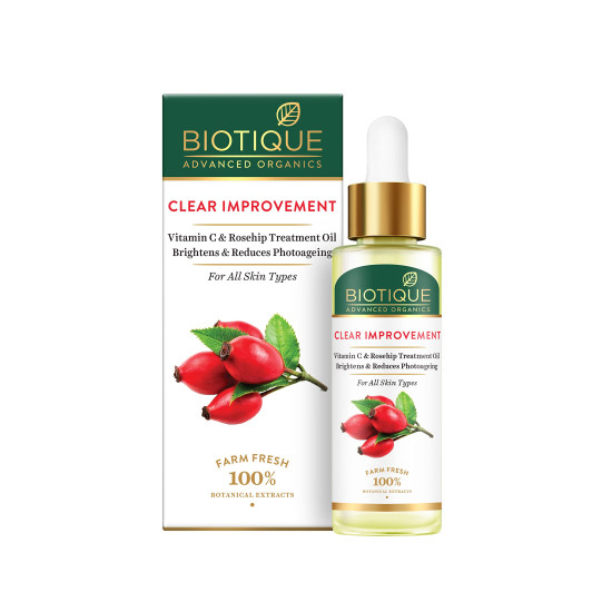 Biotique Advanced Organics Clear Improvement Vitamin C & Rosehip Treatment Oil - Revitalize Your Skin