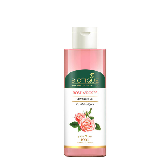 Biotique Advanced Organics Rose N'Roses Glow Shower Gel 200Ml - For a Radiant Skin Glow