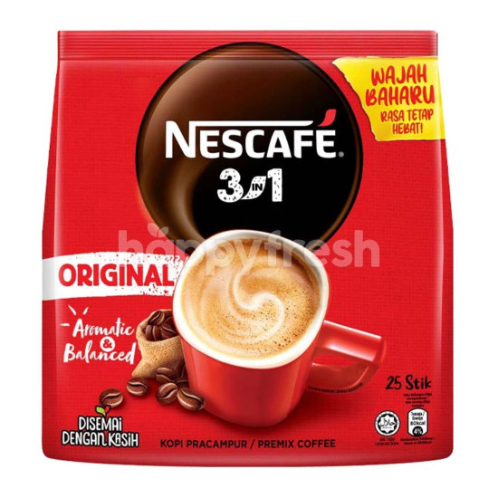 Nescafe 3 in 1 Original Coffee 18g × 25 Sticks - Convenient Instant Coffee