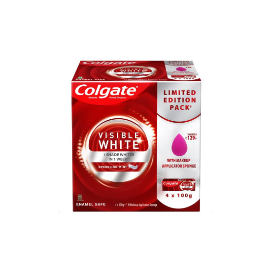 Colgate Visible White Toothpaste with Makeup Applicator Sponge - Achieve a Dazzling Smile