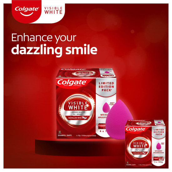 Colgate Visible White Toothpaste with Makeup Applicator Sponge - Achieve a Dazzling Smile