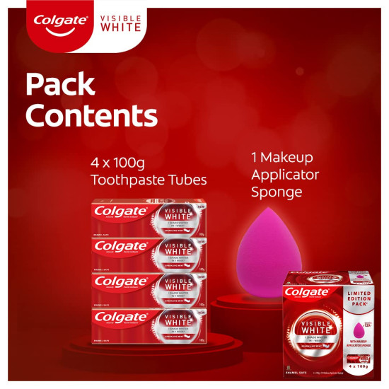 Colgate Visible White Toothpaste with Makeup Applicator Sponge - Achieve a Dazzling Smile