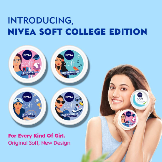 NIVEA Soft Smarty College Edition Moisturizer - Non Sticky Cream for Face, Hand & Body