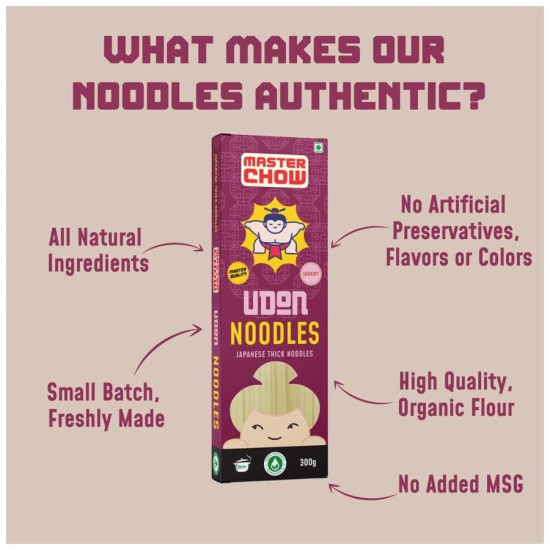 MasterChow Healthy Wheat Udon Noodles - 100% Whole Wheat, No Preservatives