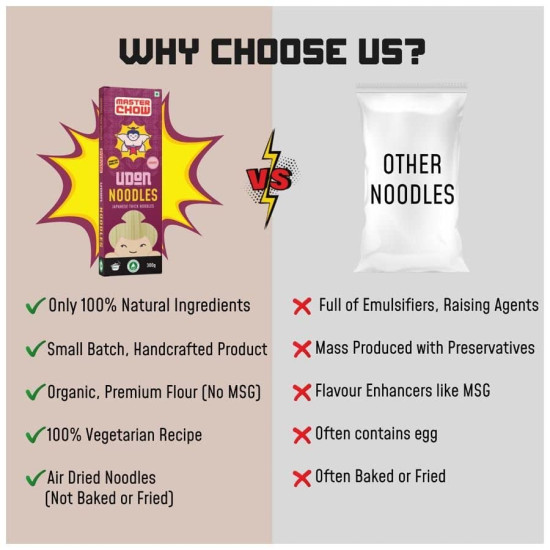 MasterChow Healthy Wheat Udon Noodles - 100% Whole Wheat, No Preservatives