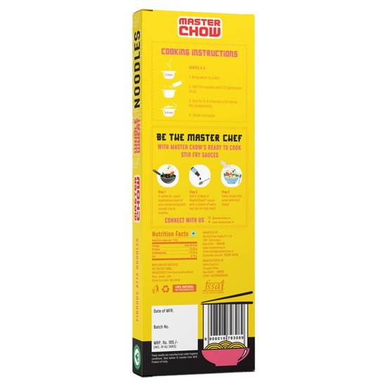 MasterChow Healthy Whole Wheat Noodles - No Preservatives, 100% Atta
