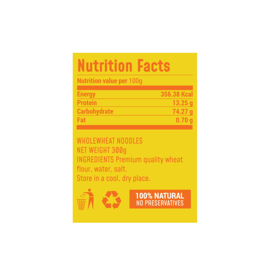 MasterChow Healthy Whole Wheat Noodles - No Preservatives, 100% Atta