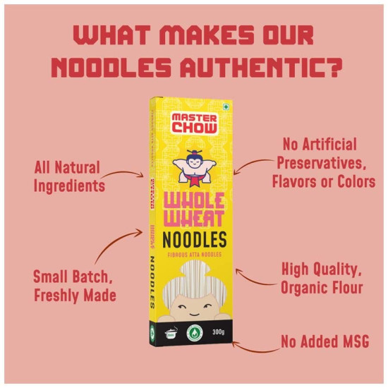 MasterChow Healthy Whole Wheat Noodles - No Preservatives, 100% Atta